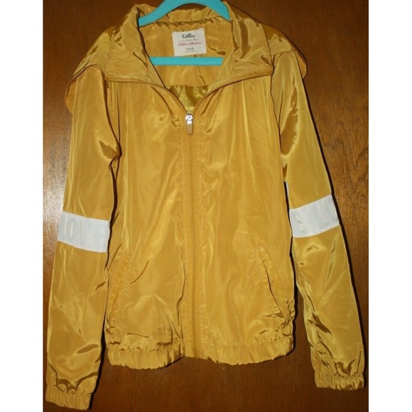 Kelly By 26 International Windbreaker Jacket Sz S(7/8) Gold White Stripe Love - Picture 1 of 10